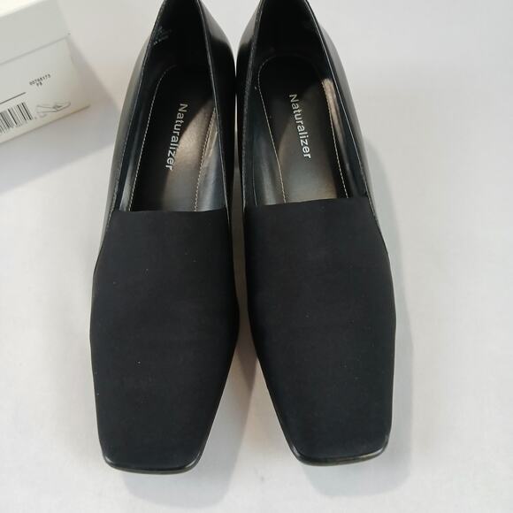 Naturalizer Shoes Womens 8.5 Parmel Black Fabric 875N02 Block Heels Loafer - Picture 8 of 11
